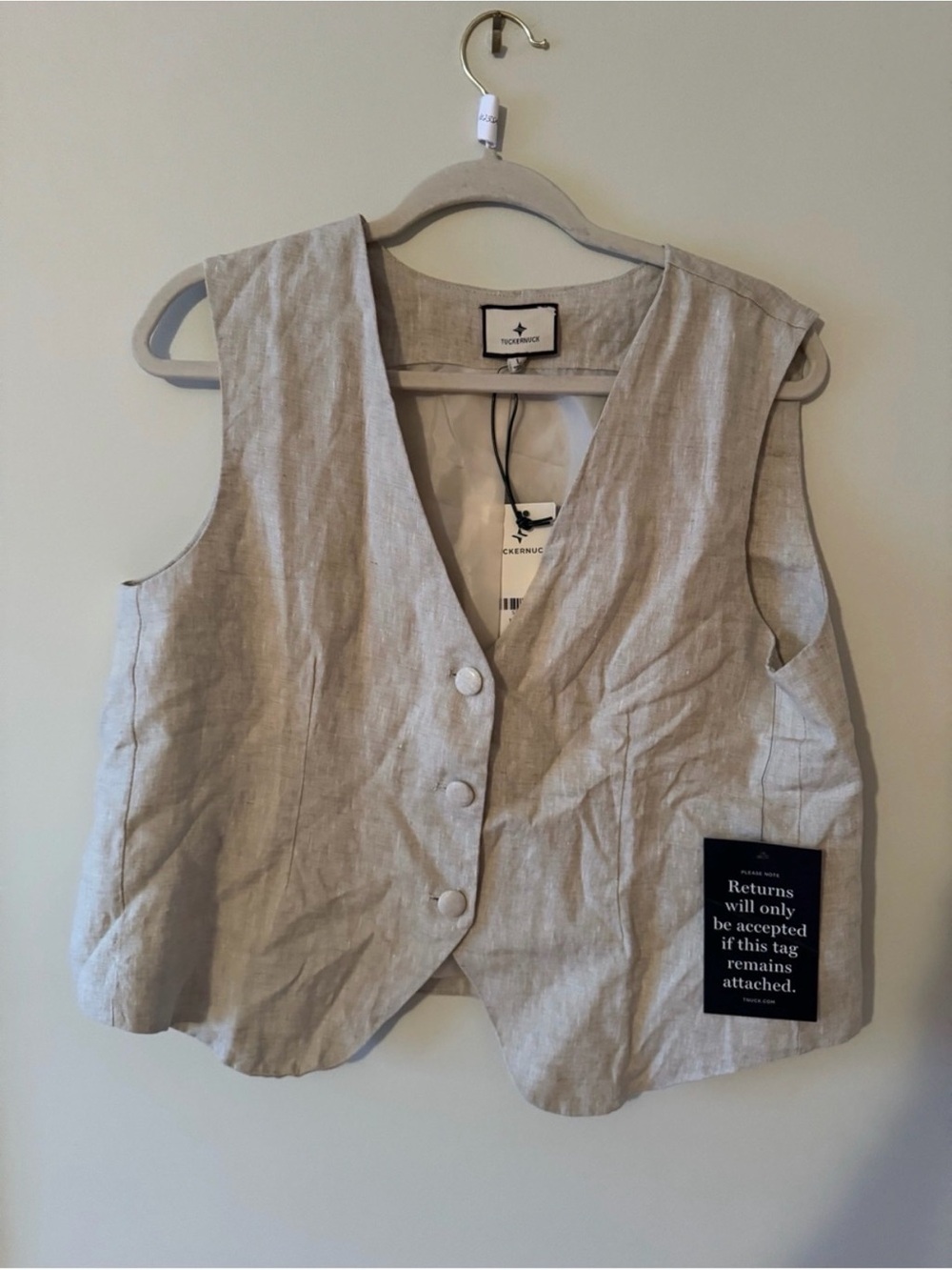 Tuckernuck Tan Linen-Blend Vest - Picture 3 of 6